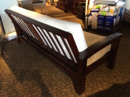 Here's the Cypress Futon frame! Nice clean curves in a rich mahogany finish!