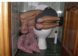 ASLEEP ON TOILET